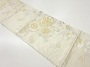 鼓・草花・松模様織出し全通袋帯